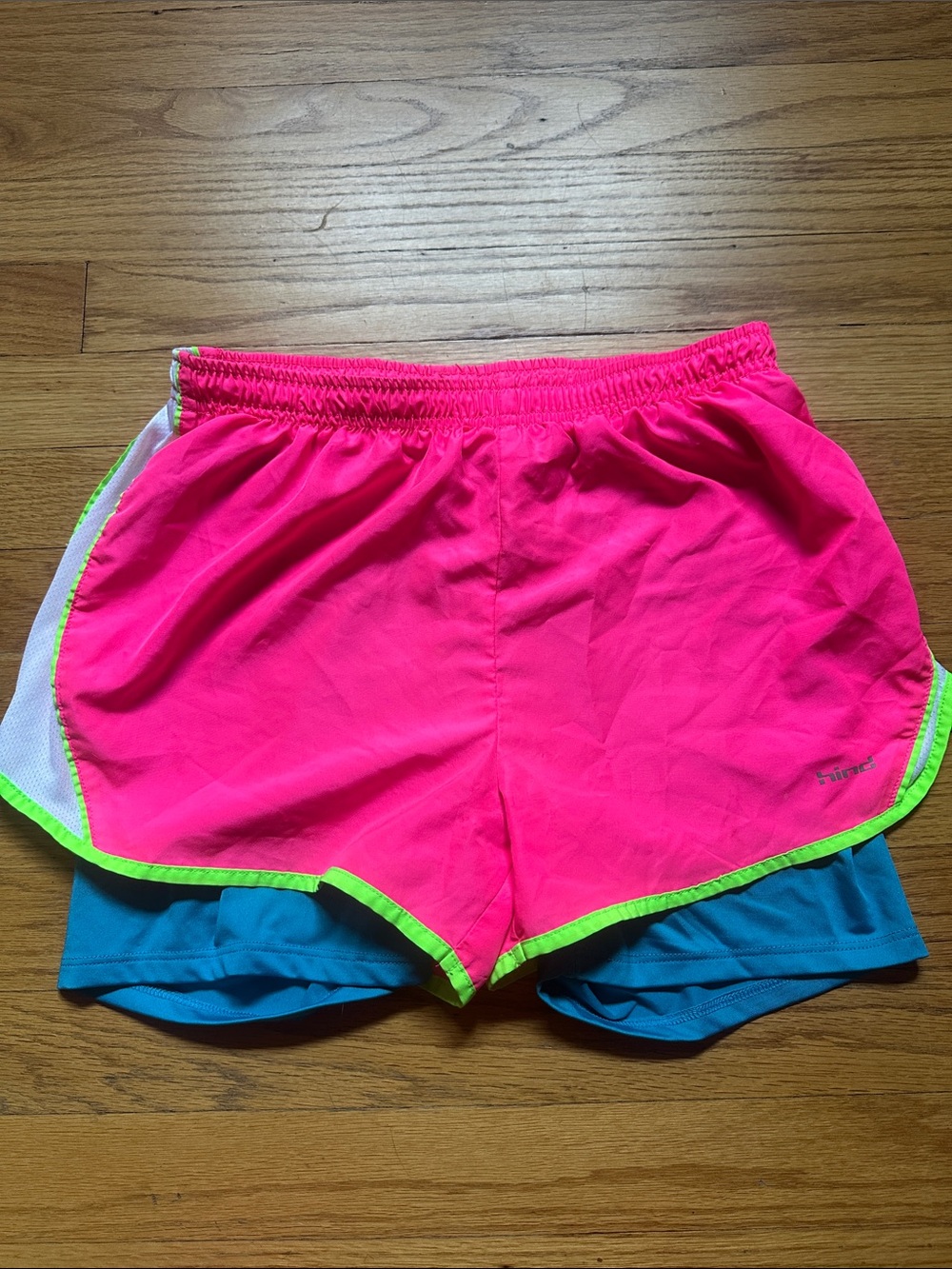 Women’s Hind Neon Pink Layered Active Shorts. Sz S